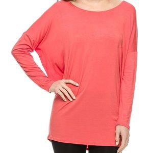 Coral / Salmon Piko Tunic Size Medium